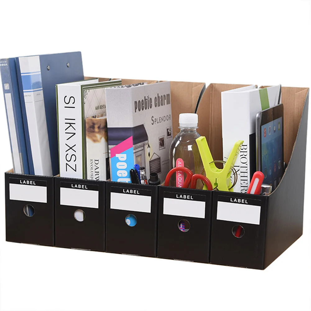 

5pcs/set Simple File Holder School Stationery Office Storage Box Desk Organiser Magazine Document Paperwork Foldable Paper