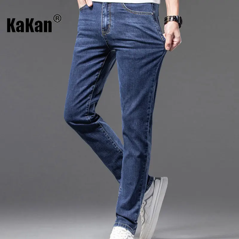 Kakan - European and American New Straight Tube High-end Trendy Jeans for Men Thin and Slightly Elastic Casual Long Jeans42-1951