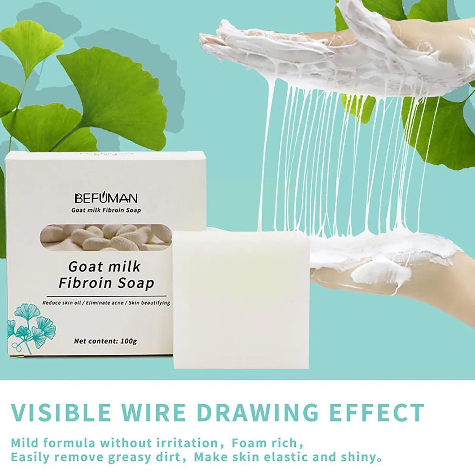 

100g Silk Protein Skin Repair Soap Natural Goat Milk Soap Protein Control Soap Mites Bar Oil Bath Foam Remove Handmade Faci F9Y9