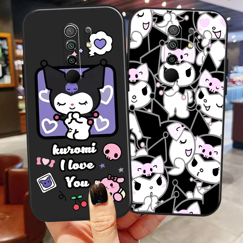 

Cute Cartoon Sanrio Kuromi Phone Case For Xiaomi Redmi 9 Soft Funda Carcasa Black