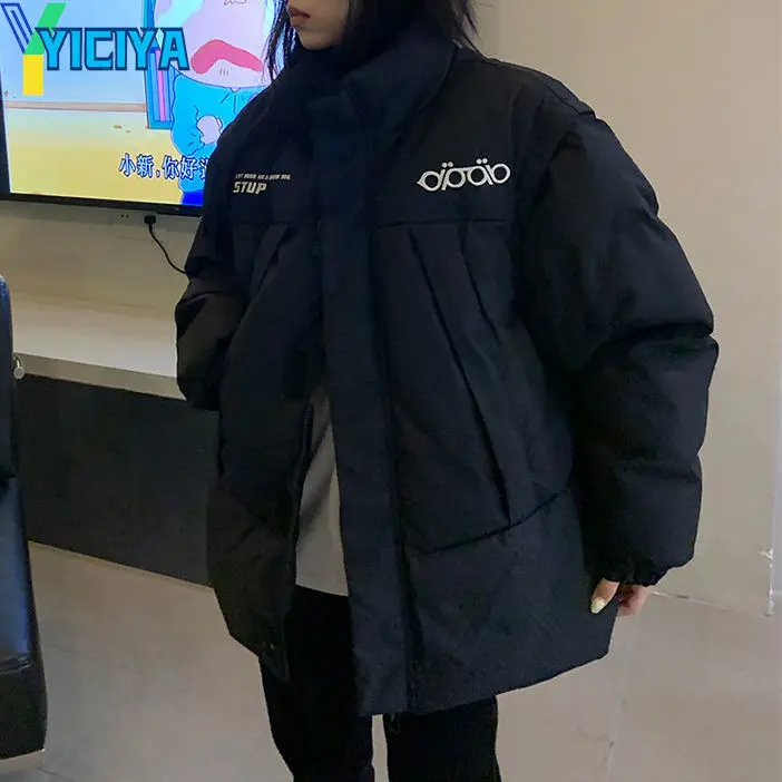 YICIYA Women's Winter Parkas 2023 New Casual Streetwear Jackets For Woman Cotton-padded Solid Coats High Street Female Clothing
