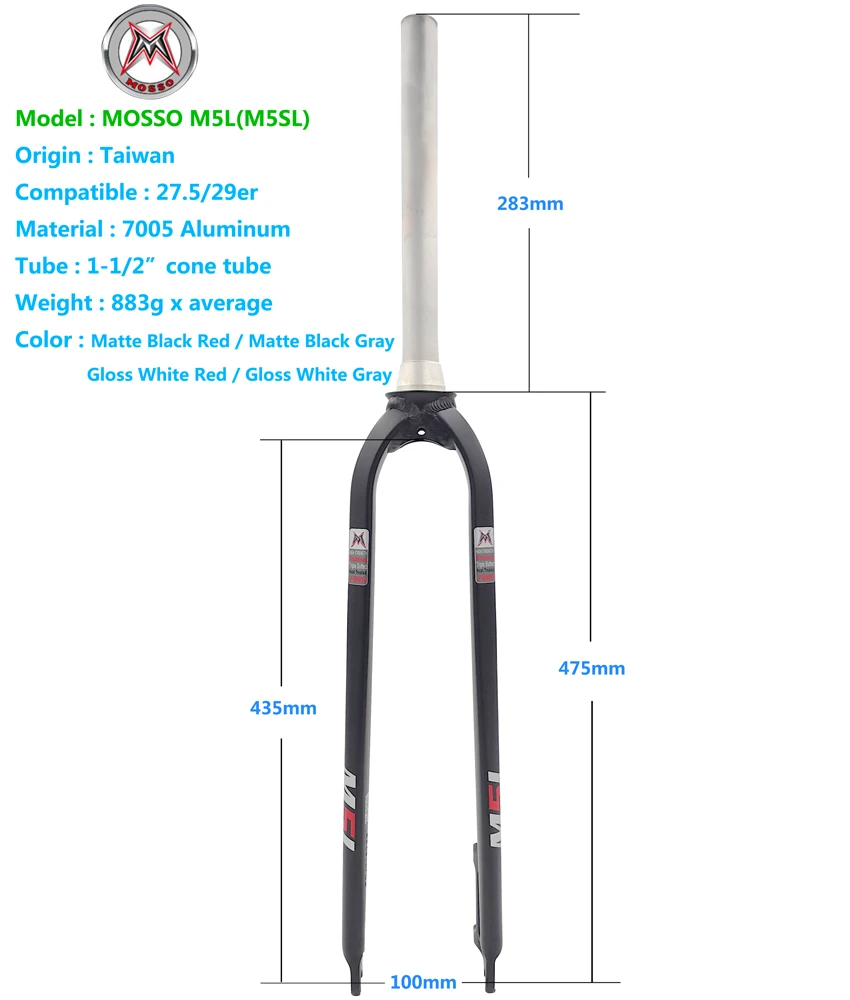 Велосипедная вилка MOSSO M5SL велосипедная коническая трубка передняя дисковый