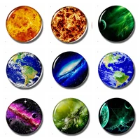 1pcs earth 30 mm fridge magnet galaxy out space nebula glass cabochon magnetic refrigerator stickers note holder home decoration