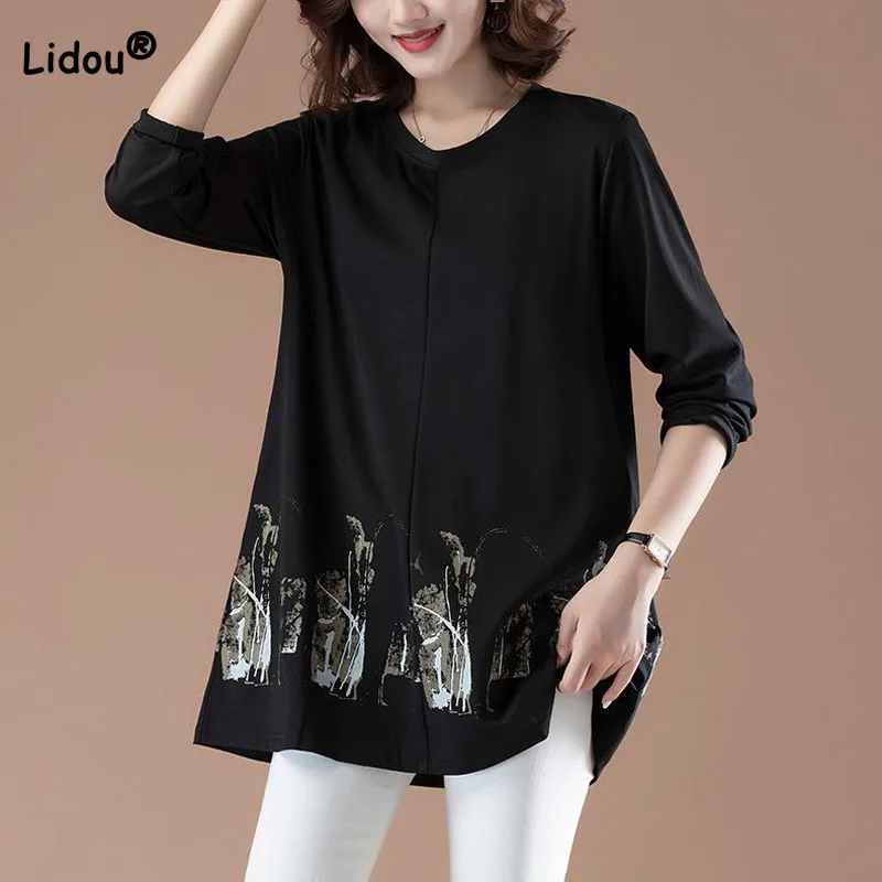 Женская однотонная футболка с длинным рукавом