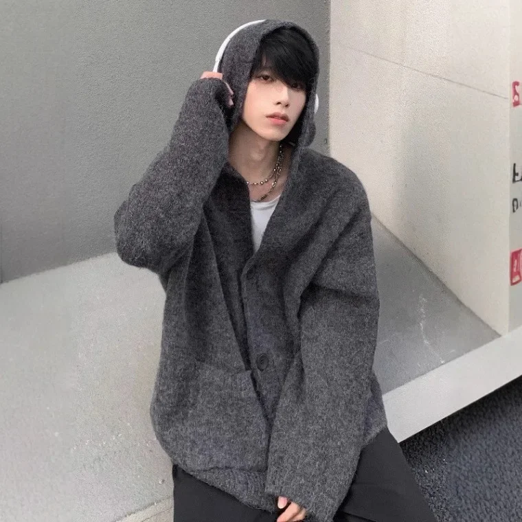 Мужской высококачественный свитер с капюшоном в корейском стиле новый свободный