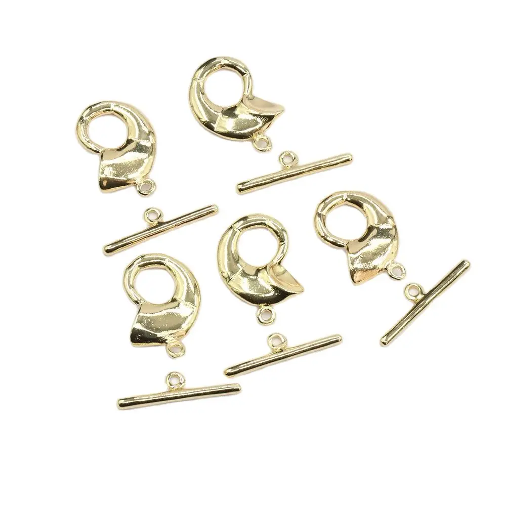 APDGG 10 Pcs Circle Conch Copper Yellow Gold Plated OT Clasps For Pearl Bracelets Necklaces Making DIY Craft Accessories