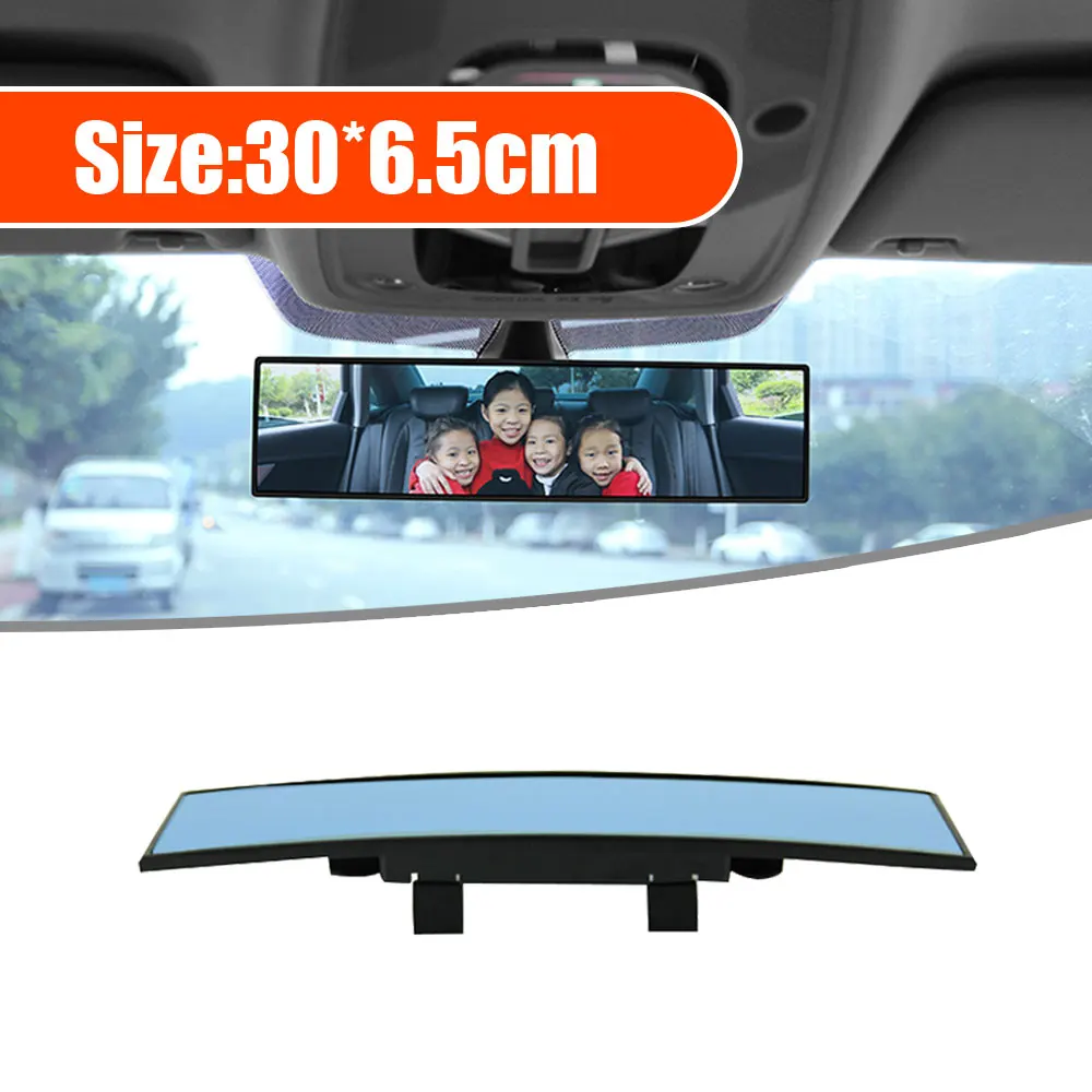 30cm Blue Universal Curved Large View Interior Rearview Mirror Reflective Lens Anti-glare Wide-angle Surface Mirror Auto Parts