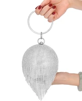 fashion mini tassels sliver diamonds rhinestone round ball evening bags for women clutch bag ladies ring handbag clutches