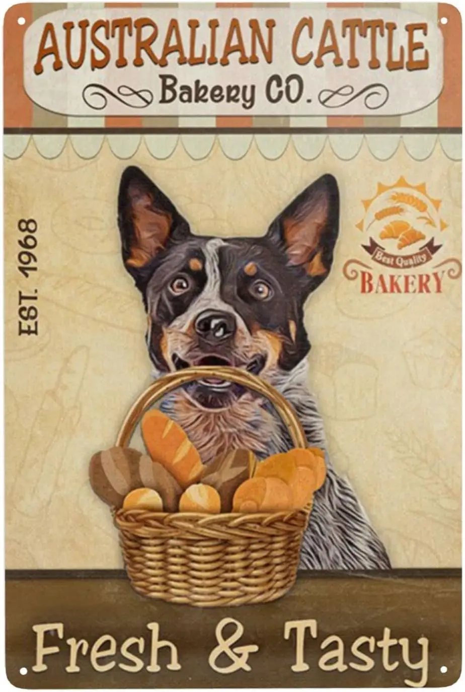 Metl Tn Sgn ustrln Cttle Dog Wll Decor rt для Cfe Br Resturnt Supermrket Магазин Best Gfts de 8 x 12 nches