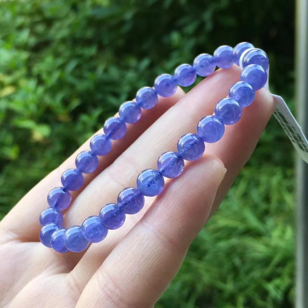 

Natural Tanzania Tanzanite Gemstone Bracelet Clear Round Beads 6.6mm Fashion Healing Stone Genuine Tanzanite AAAAAA