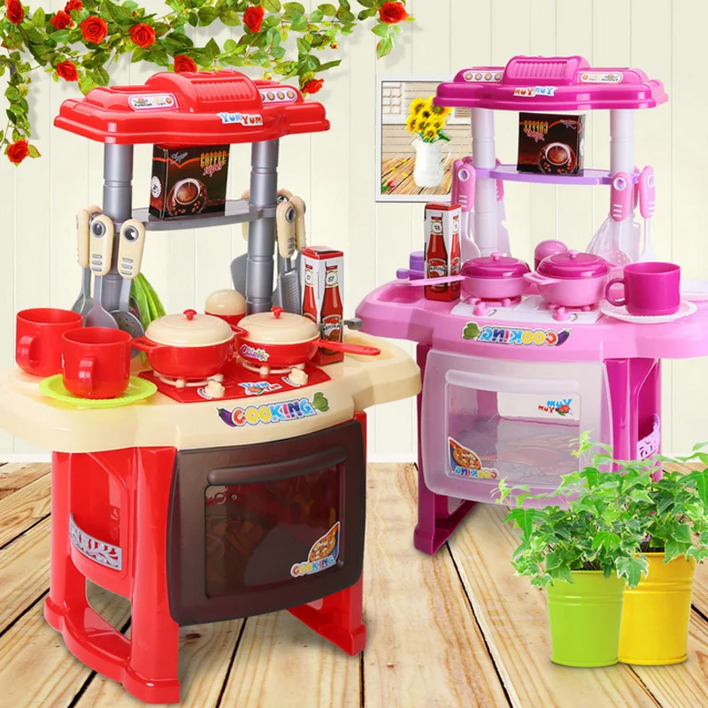 

2021 New Kids Kitchen Set Children Kitchen Toys LargeSimulation Model Colourful Play Educational Toy for Girl Baby