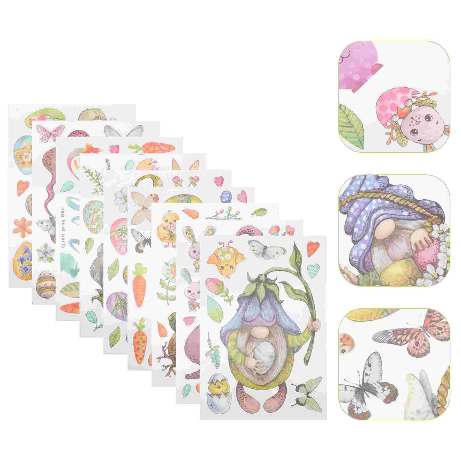 

1 Set Cartoon Easter Eggs Stickers Gnome Pattern Window Decals Backdrop Decors