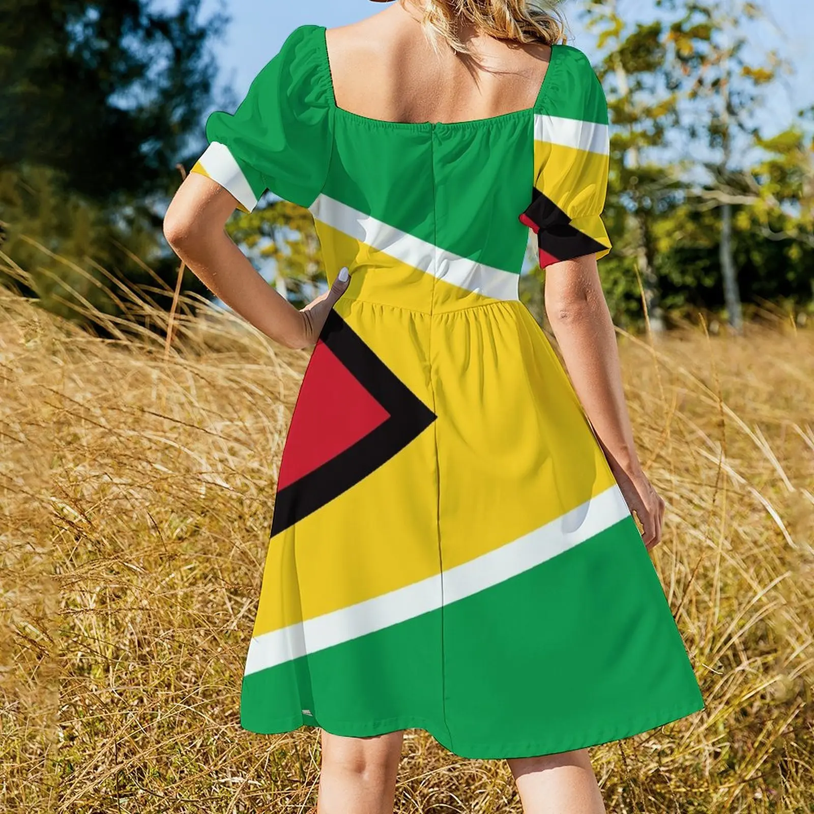 Платье с короткими рукавами и флагом Гайаны женский летний комбинезон женское