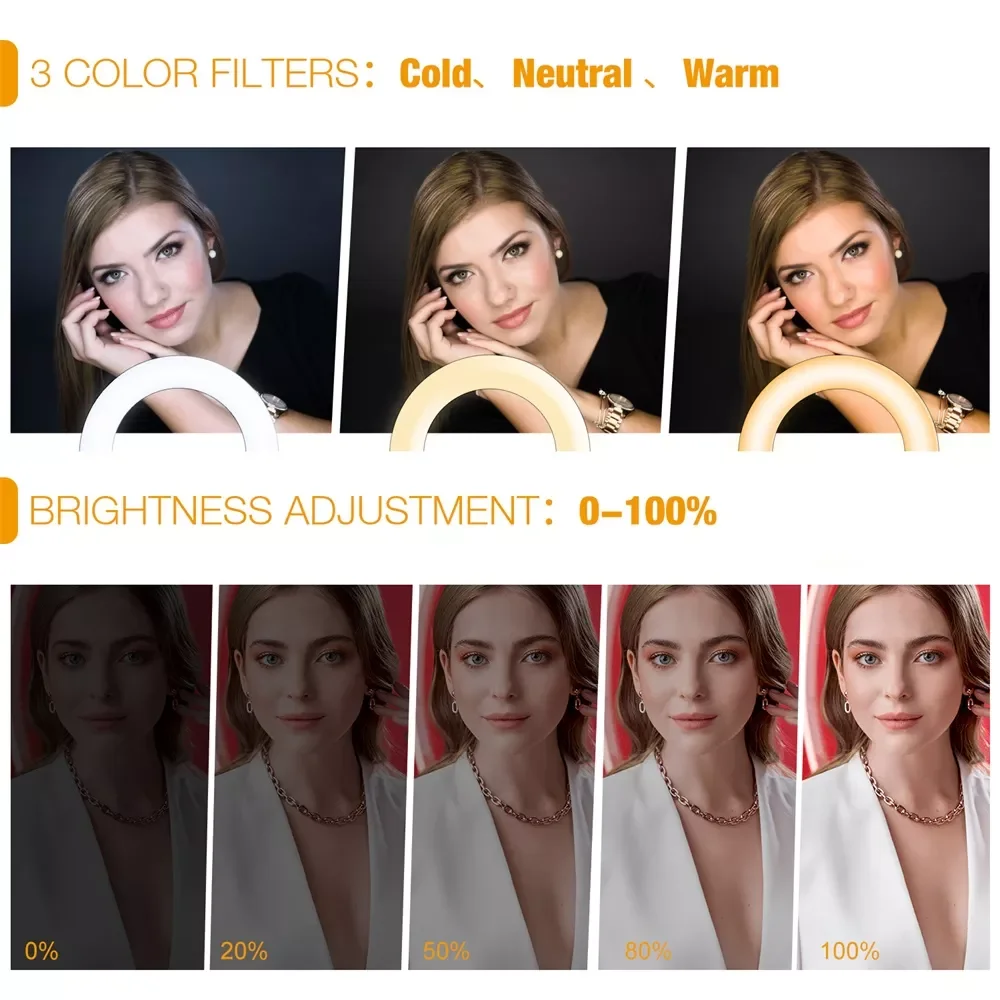 

2023 LED Ring Light 10-inch with Tripod Stand Selfie Ringlight Video Photpgraphy Lamp for Youtube Makeup Video Live Lighting Sho