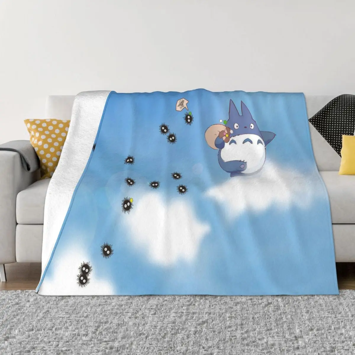 

Одеяло Totoro из аниме с флисовой подкладкой, многофункциональное ультрамягкое покрывало для постельного белья, кушетка
