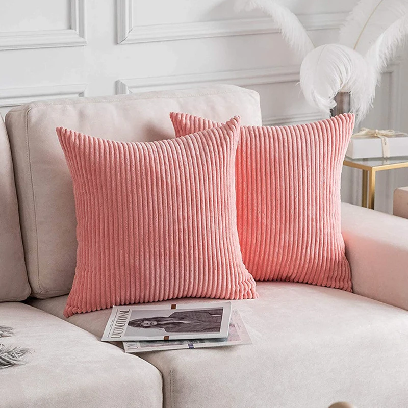 

Nordic Cushion Cover Decorative Pillows For Living Room Solid Color Cushion Covers 45*45 Corduroy Striped Pillow Cover For Sofa