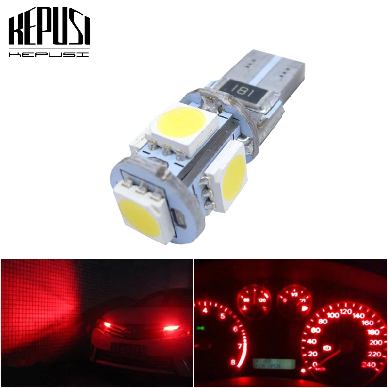 

1x T10 Led W5w 194 168 W5w 5050 5smd Led Parking Bulb Auto Wedge Clearance Lamp Canbus Bright License Light Bulbs White