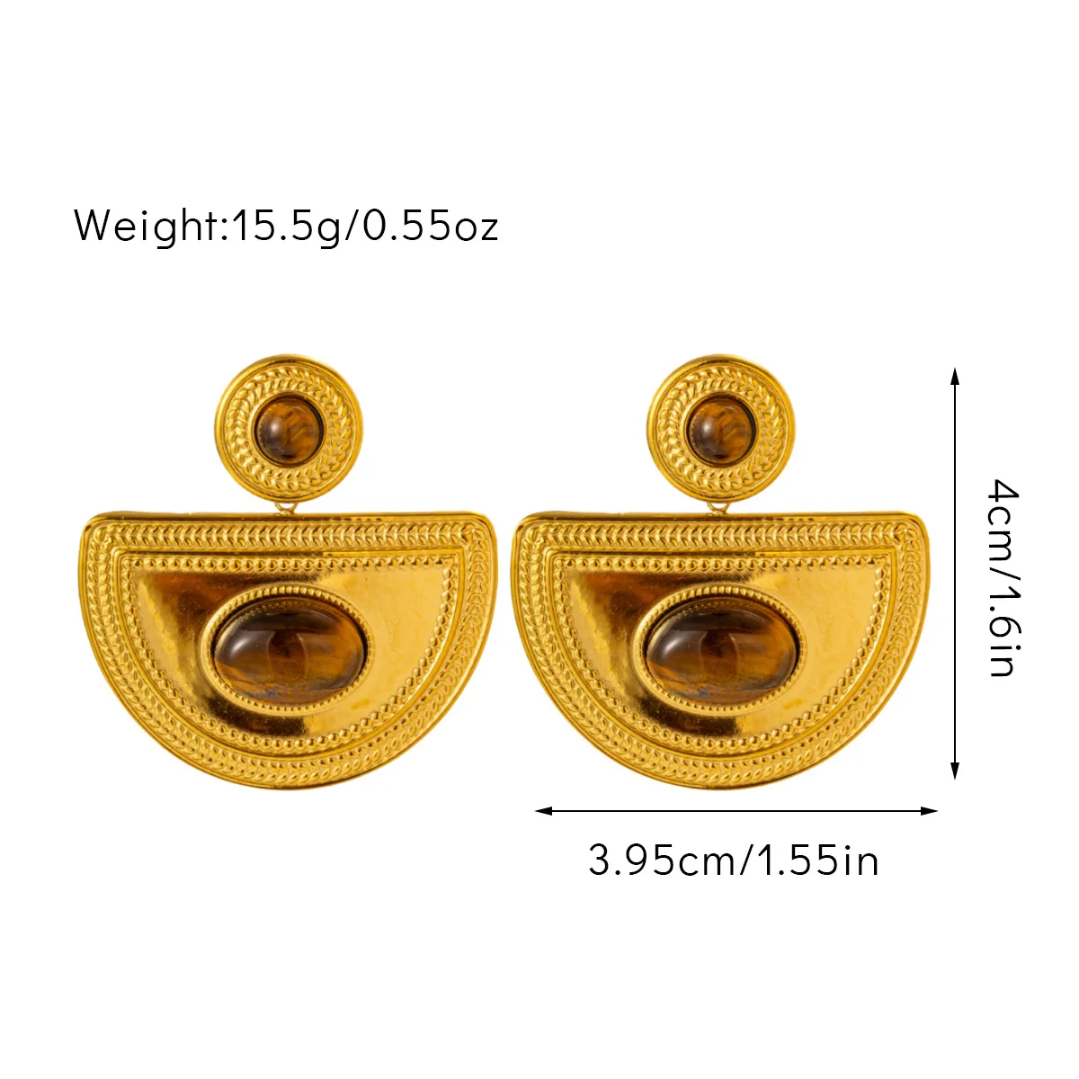 Висячие серьги HangZhi из натурального камня в богемном стиле коричневый камень