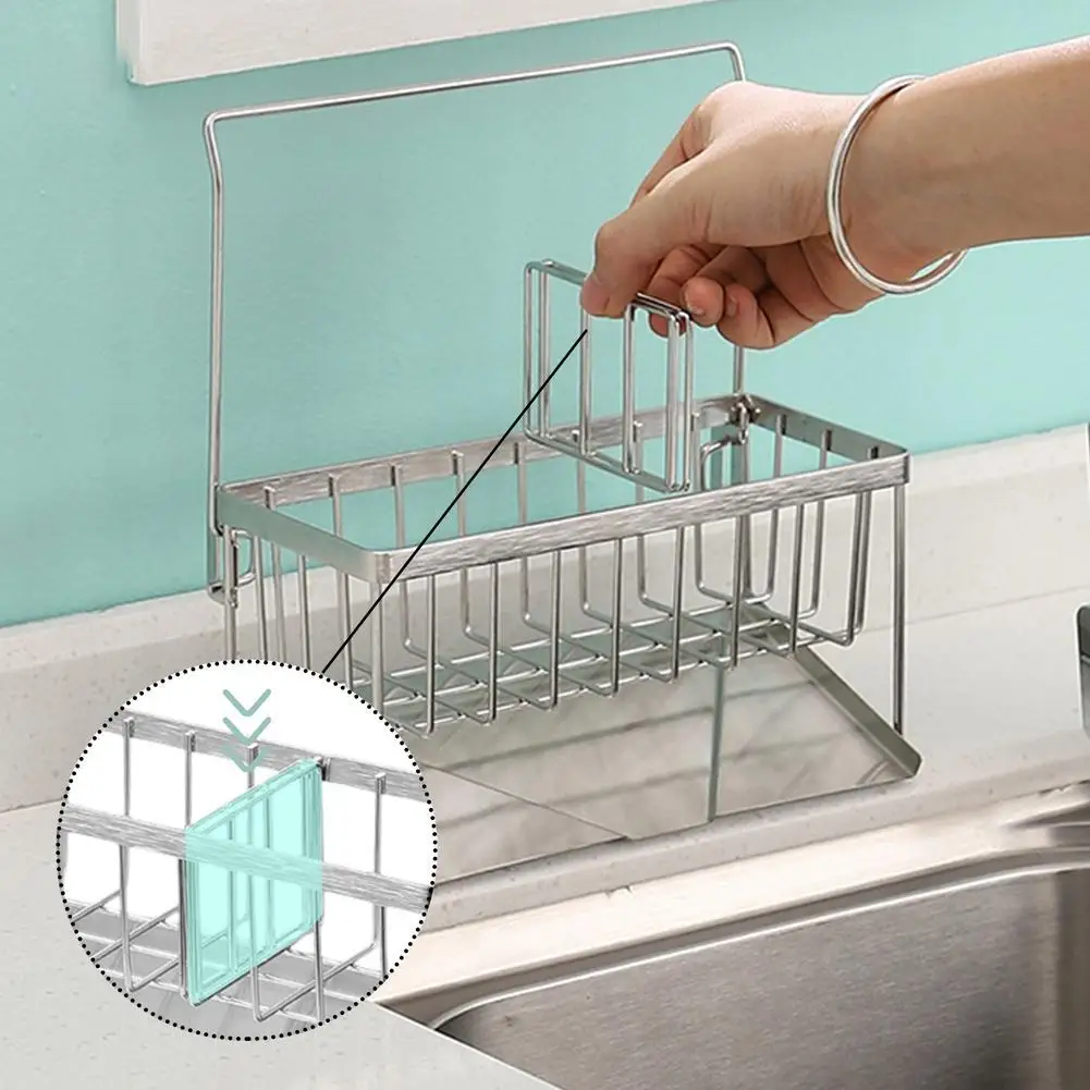 

[ Ready Stock ] Kitchen Sink Drain Rack 40 Degree Inclined Design 304 Stainless Steel Organizer For Rags Brush Soap Scrubber