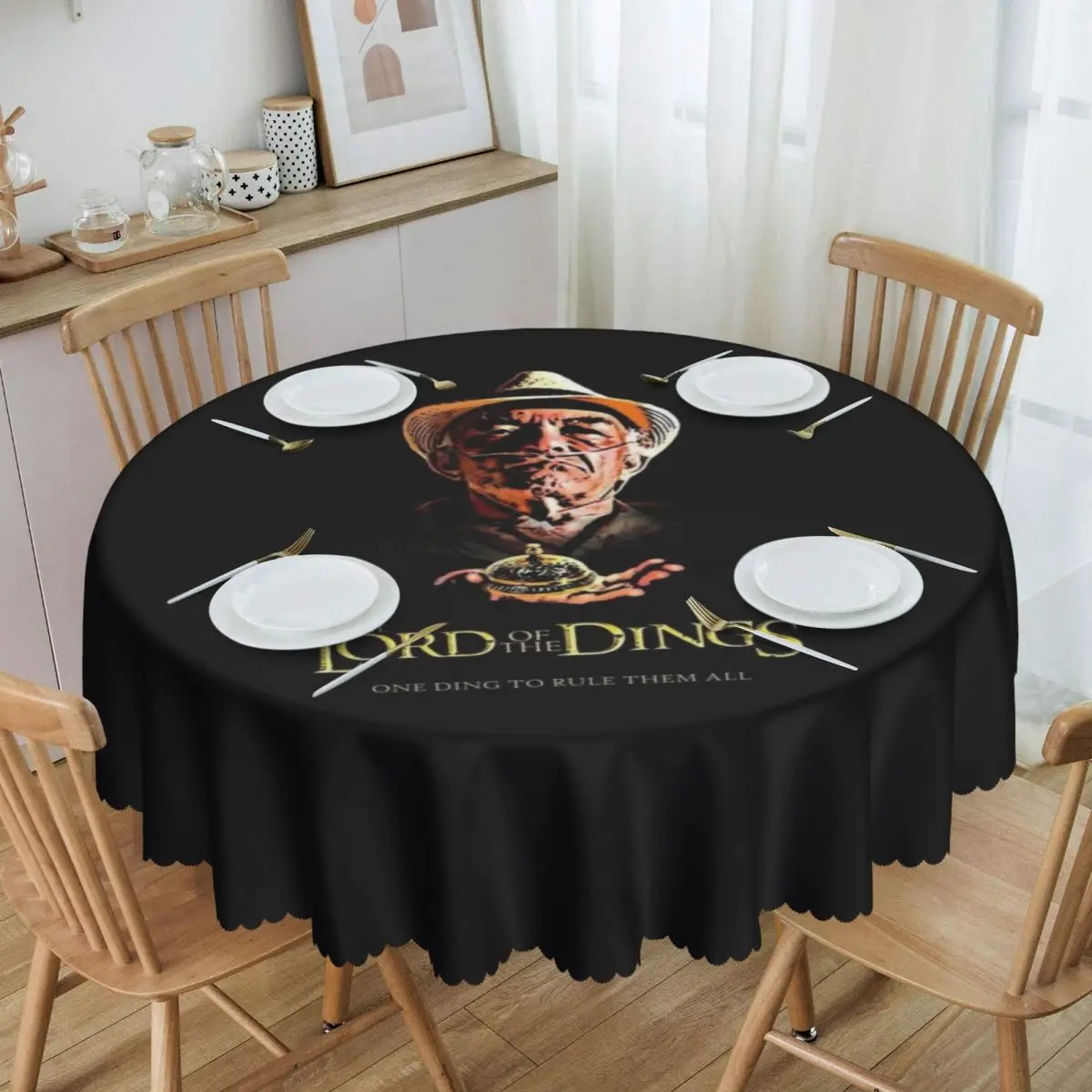 

Round Oilproof Lord Of The Dings Table Cover TV Show Heisenberg Breaking Bad Tablecloth for Dining 60 inch Table Cloth