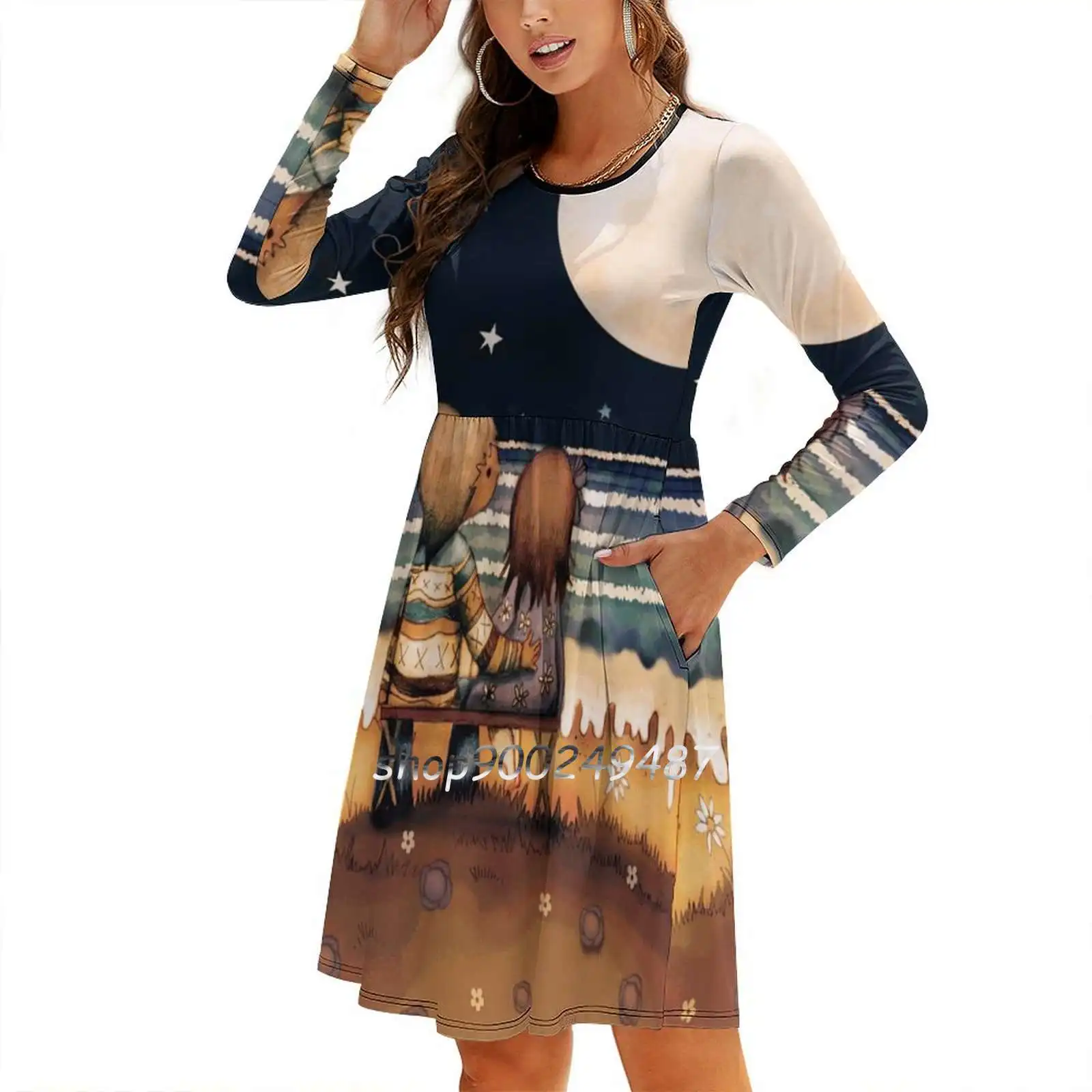 The Stars Moon And Tide Вечерние платья Миди Сексуальное платье Женское милое цельное