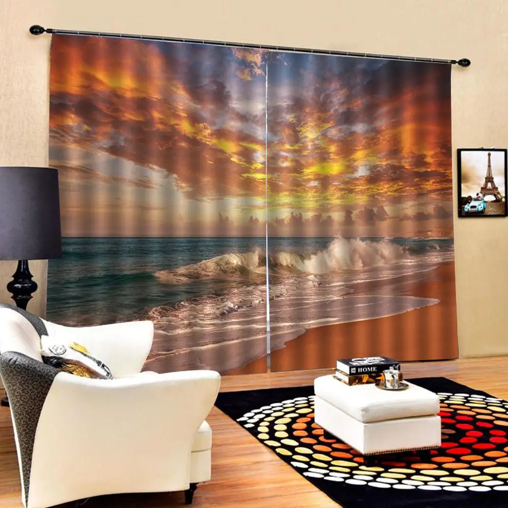 Стереоскопические шторы фото затемняющие оконные роскошные 3D для гостиной