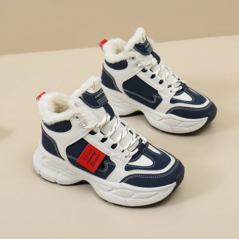 

Korean Version of Daddy Shoes Female 2023 Winter Plus Velvet Warm High Top Ins Tide Student Leisure Sports Cotton Shoes Female