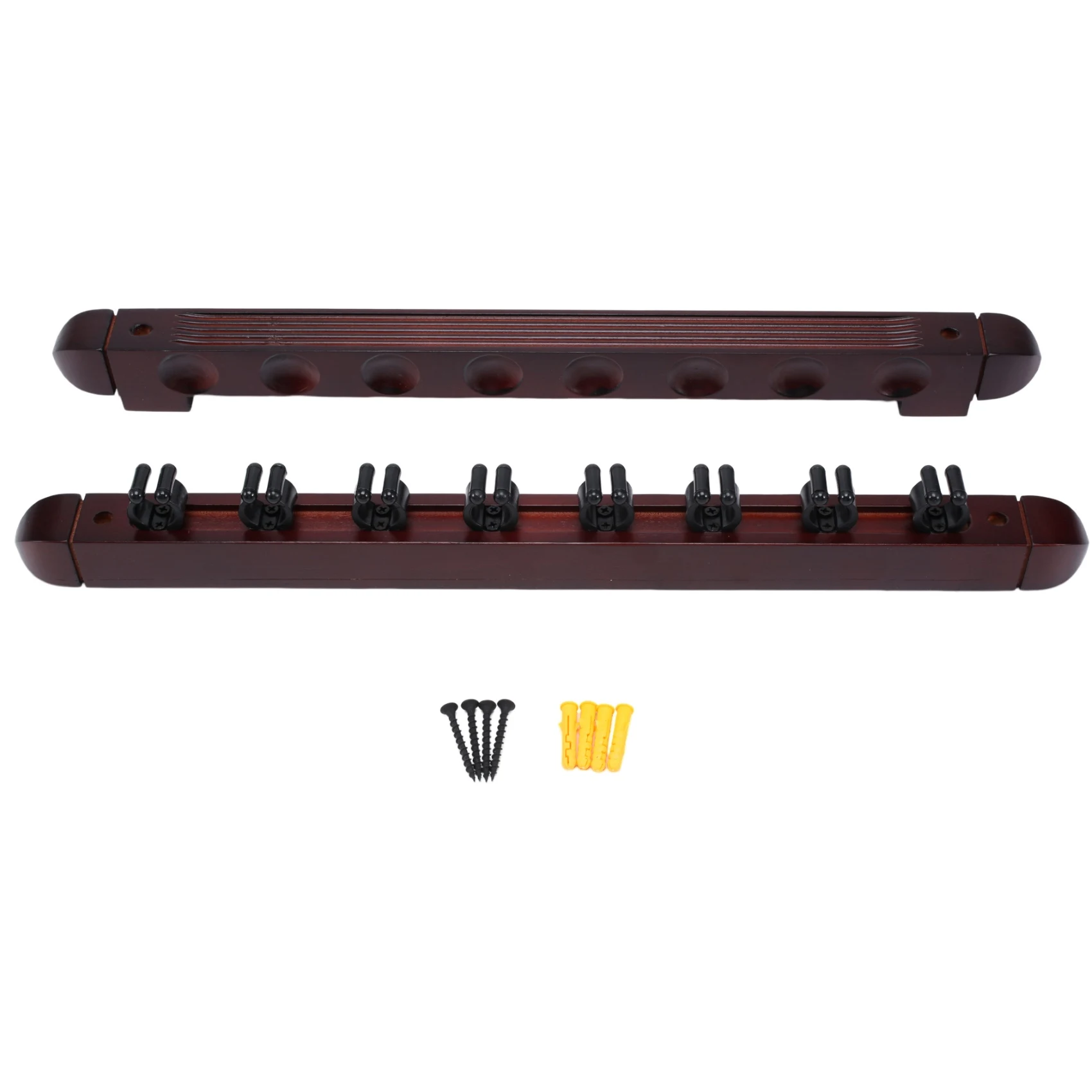 Upgrade Wall Mounted Hardwood Billiard Cue Rack Pool Cue Rack 8 Clips Billiard Holder Bracket Accessories Red