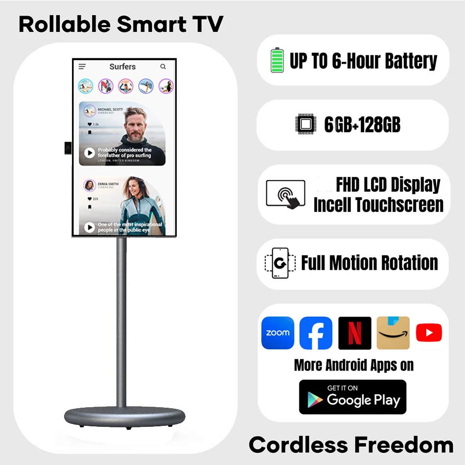 Фото Большой размер Iptv Smart TV Дисплей 27 32-дюймовый планшетный ПК Встроенный аккумулятор Динамик Android 13 Портативный сенсорный экран Smart TV №4