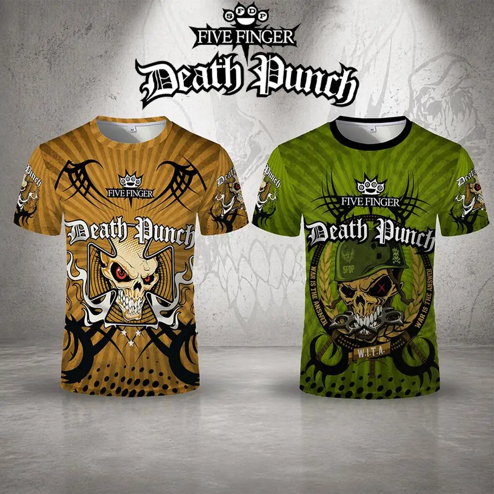 Фото Мужская футболка 2026 года для фанатов 5FDP Five Finger Death Punch, с 3D-принтом, короткий рукав, унисекс, в стиле стрит-рок, для любителей хэви-метала №2
