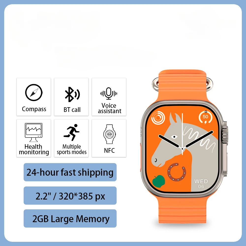 

IWO PRO W69 Ultra Smart Watch 2.2Inch 2GB ROM Series 9 NFC Compass 49mm Games GPS Tracking BT Call Smartwatch for Men Original