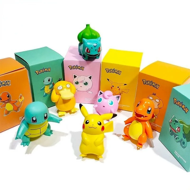

Anime Peripheral Hand Office Pokemon Pikachu Charmander Pokémon Squirrel Decoration Figure Garden Kits Toy Model Gift