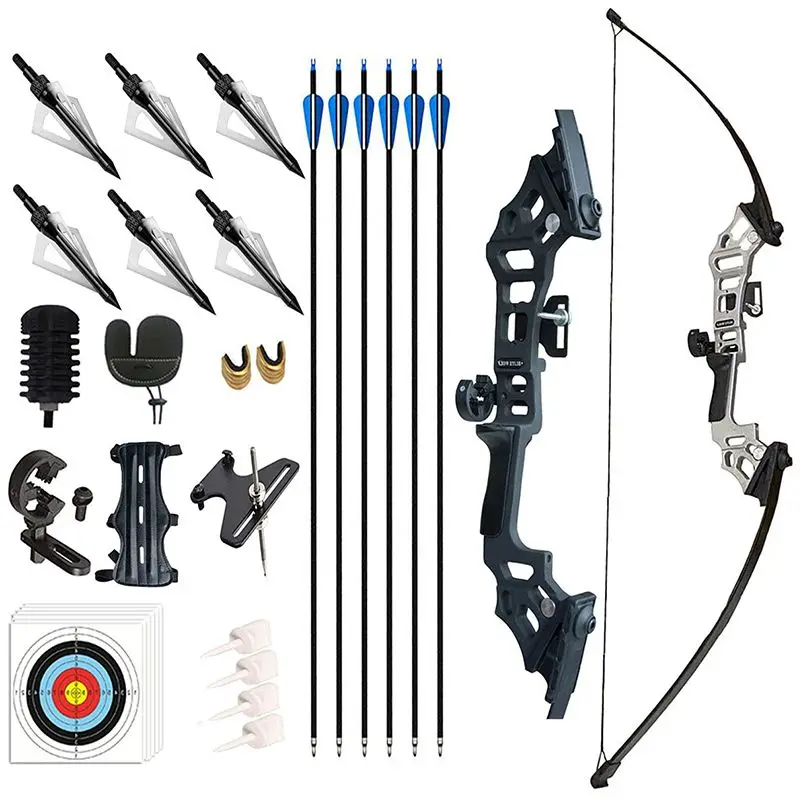 

51 Inch Recurve Bow And Arrow Set 30/40/50 Lbs Archery Adult Metal Riser Longbow Set Beginner Outdoor Hunting Shooting Practice