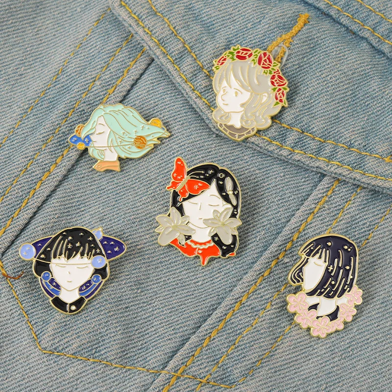 

Мультяшные милые заколки для девочек, креативная эмалированная брошь в виде розы, украшение для сумки, металлический значок, аксессуары, оп...