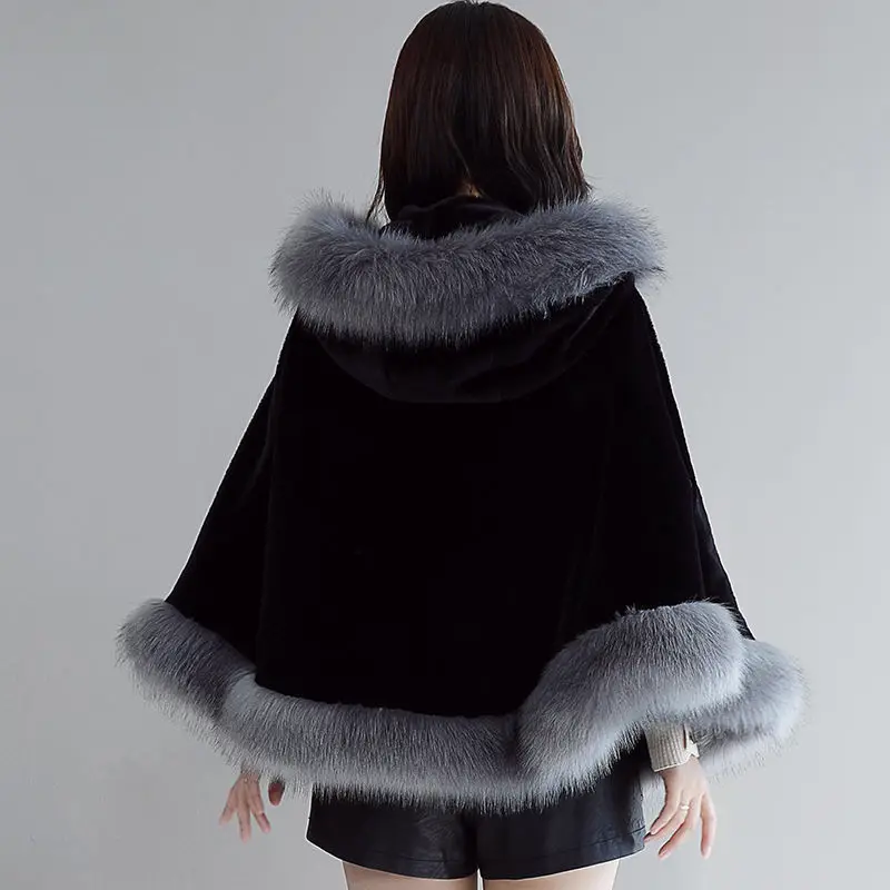 Fur Shawl Woman 2022 Winter Rabbit Fur Bride Faux Fox fur Mink fur Coat Korean Fashion Cloak for Luxury Lady Elegant
