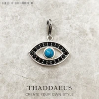 925 sterling silver blue turquoise turkey eye charm pendants new fashion vintage lucky gift jewelry accessories for women men