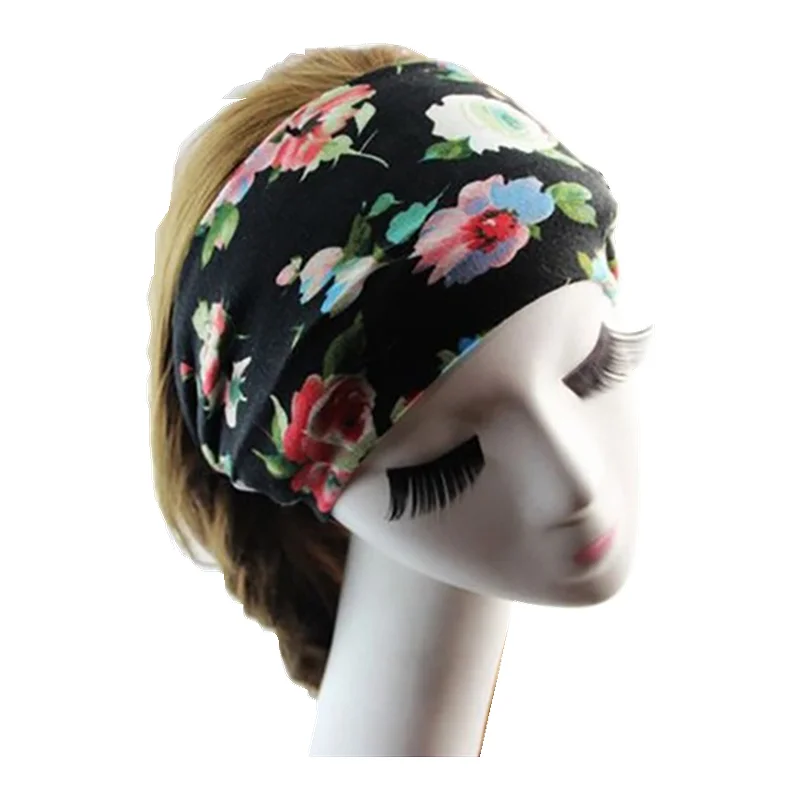 Оптовая продажа, модные мягкие удобные хлопковые аксессуары для волос ручной работы с цветочным рисунком, модные повязки на голову для женщин 12 см-oprf