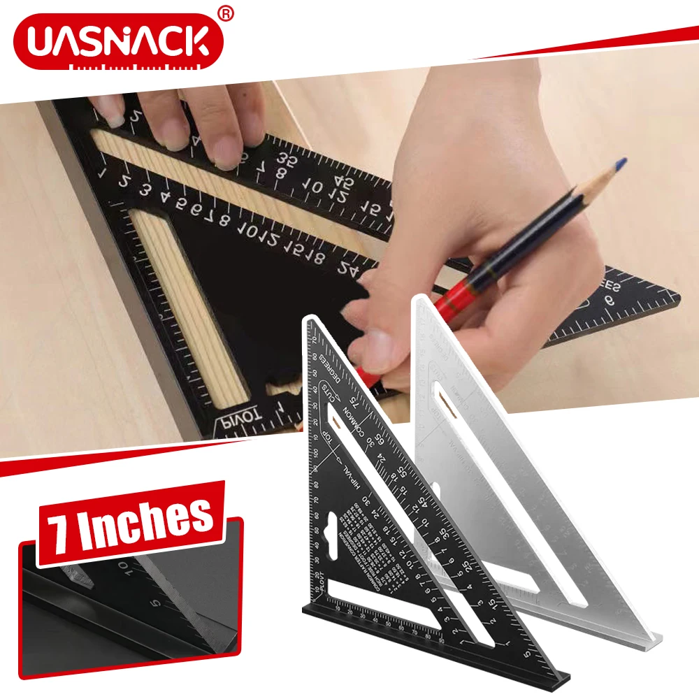 Triangle Ruler 7inch Aluminum Alloy Angle Protractor Speed Metric Square Measuring Tool Metric Angle Protractor Woodworking Tool