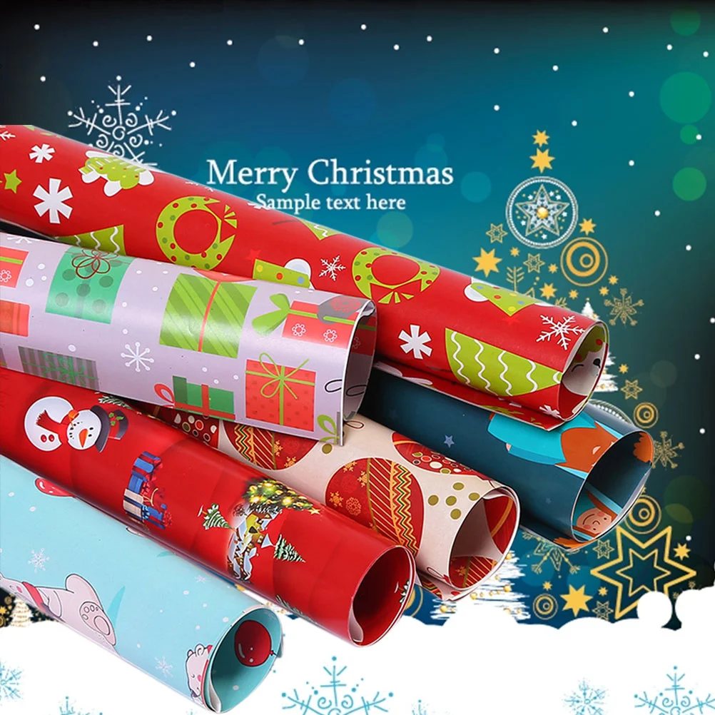 

Paper Wrap Wrapping Christmas Gift Bundle Tissue Wedding Roll Xmas Printing Festival Beautiful Packing Reversible