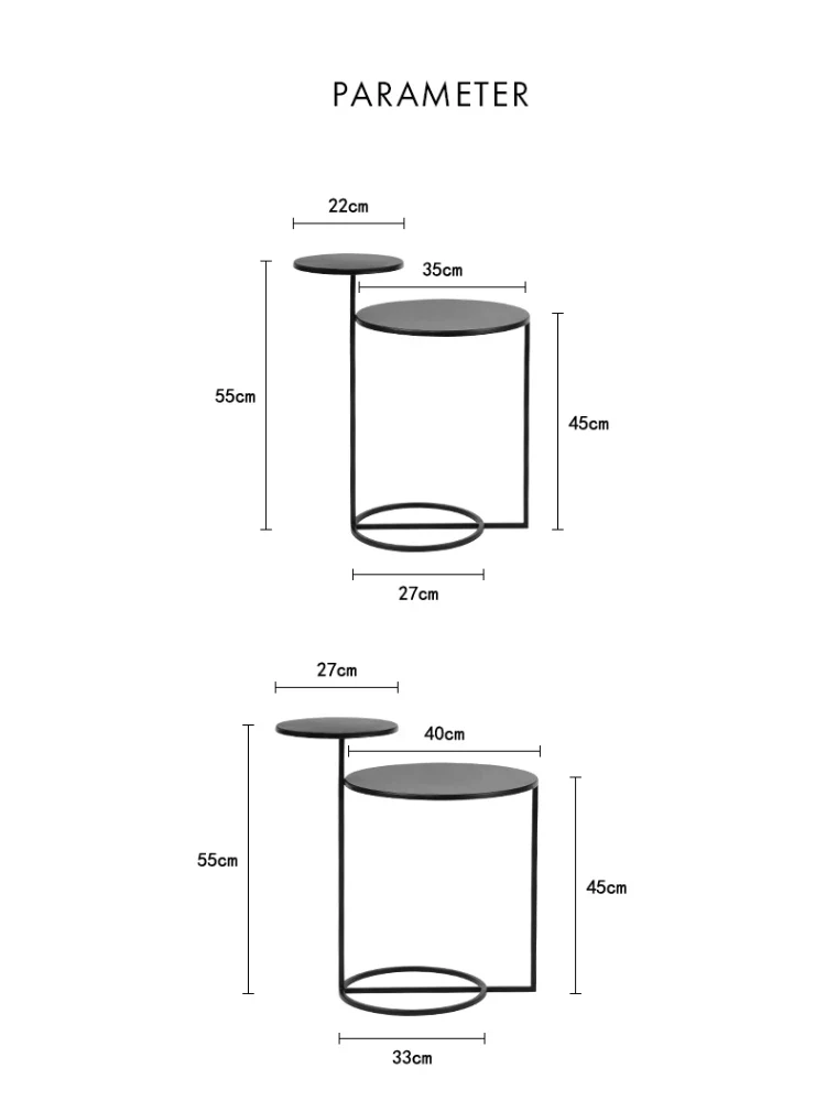 Скандинавский креативный железный небольшой приставной столик двухслойный