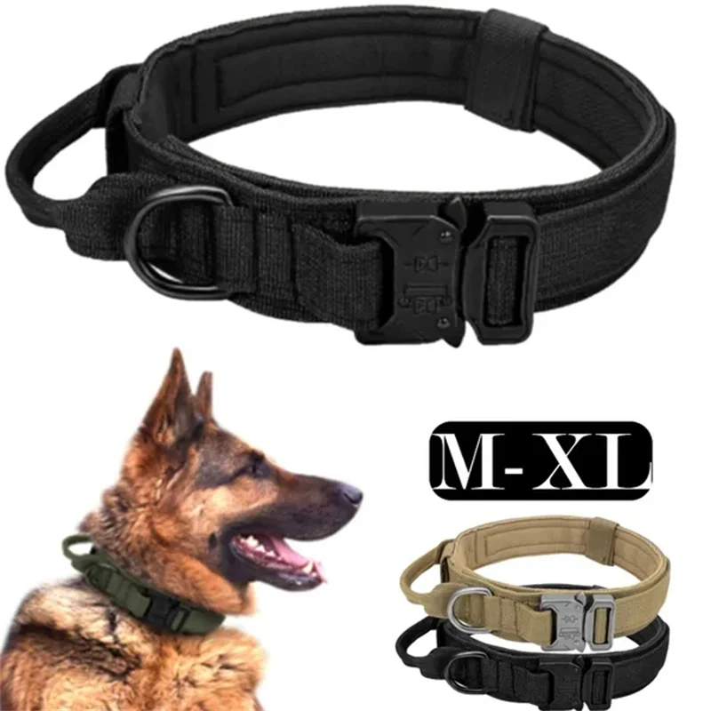 

Medium Large Dog Military Tactical Collar Adjustable Shepherd Large Dog Collar for Walking Training Durable Dog Training Collar