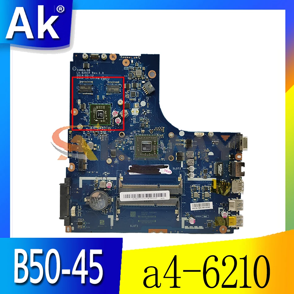 

Akemy For Lenovo B50-45 n50-45 la-b291p Laptop Motherboard CPU a4-6210 R5 M230 2G DDR3 100% Test OK