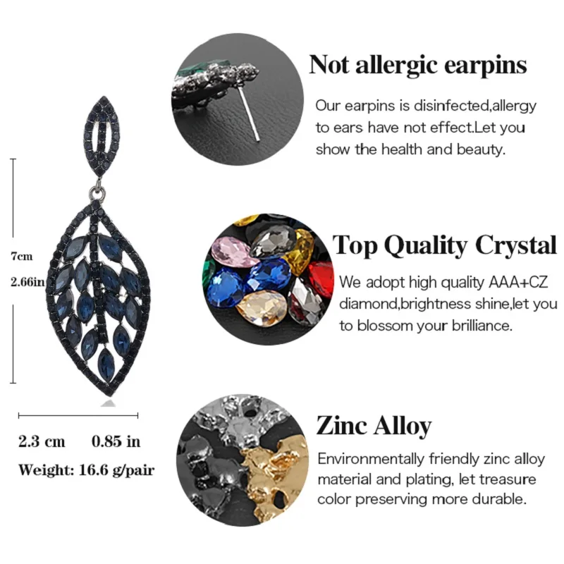 Veyofun серьги-капли в форме листа со стразами и кристаллами элегантные свадебные