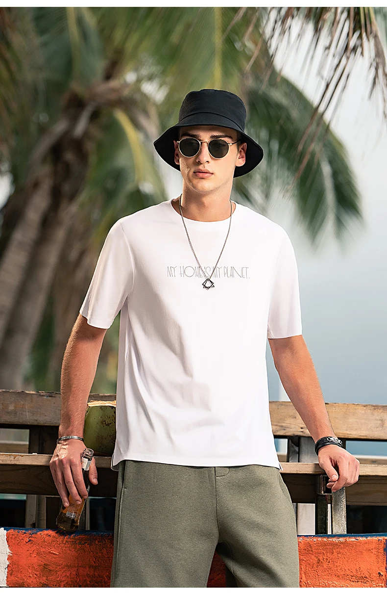 

Футболка YTX2917 мужская с надписью, модная, не нуждается в глажке, из мерсеризованного хлопка, с коротким рукавом, лето