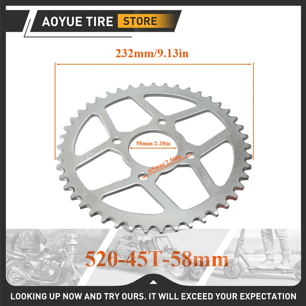 

520 45T Rear Chain Sprocket 58mm For Honda Kawasaki Yamaha Ducati Motorcycle ATV Quad Pit Dirt Bike Buggy
