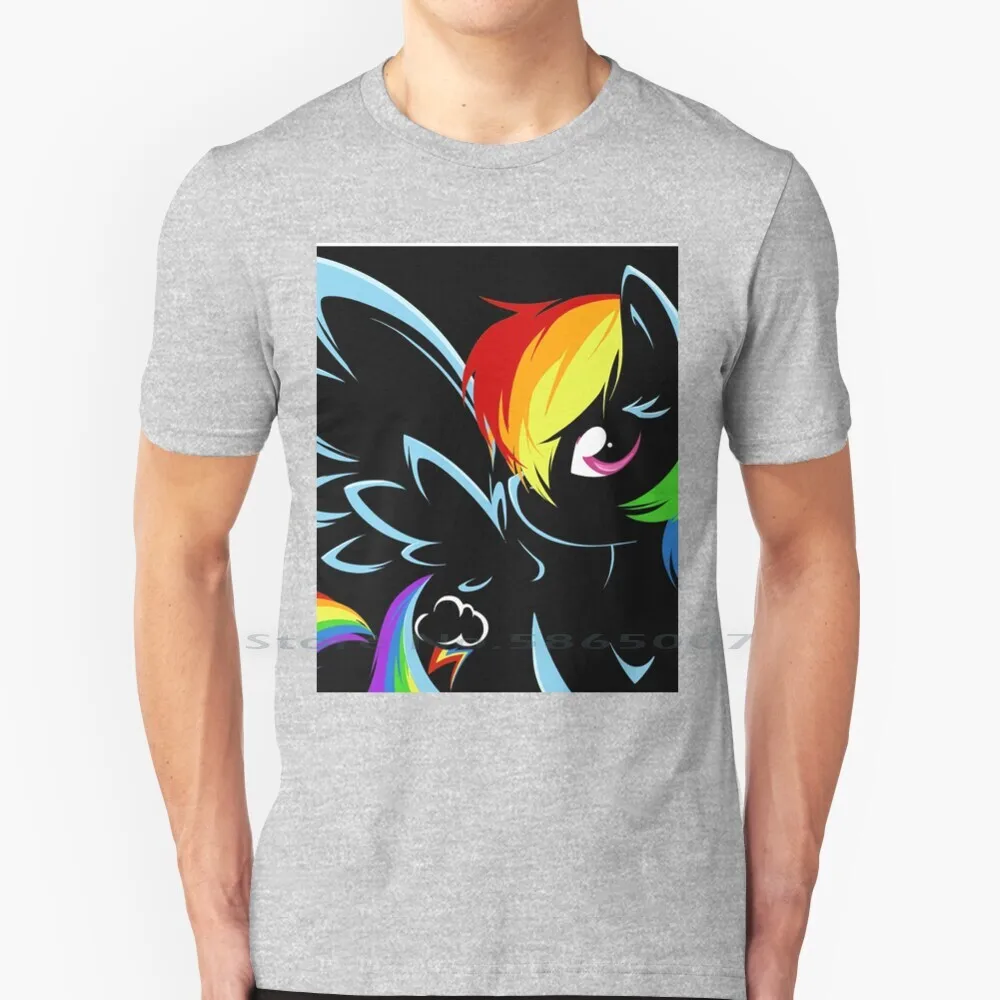 

Черная футболка Rainbow Dash из 100% хлопка, с рисунком единорога, лошади, животных, большого размера 6xl