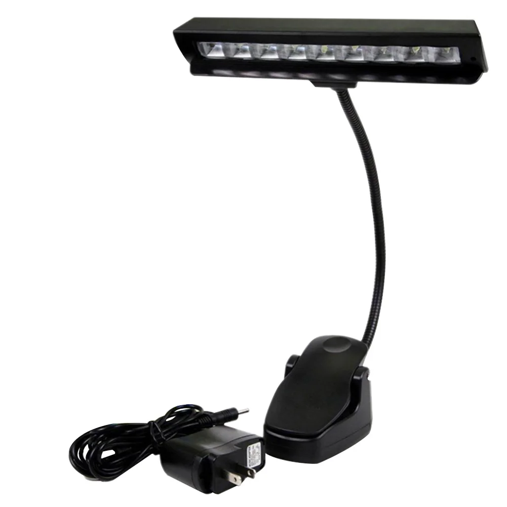 

With Adapter Portable Flexible Clip On 9 LEDs Black Music Stand Orchestra Reading Bedroom Piano Lamp
