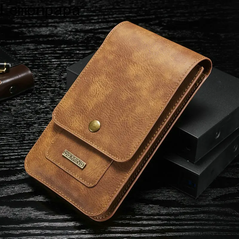 6.5 5.5inch Universal Leather Belt Bag Phone Pouch Men's Outdoor Phone Bag Case for IPhone 12 11 Pro Max X Xr Xs Max 7 8 Plus