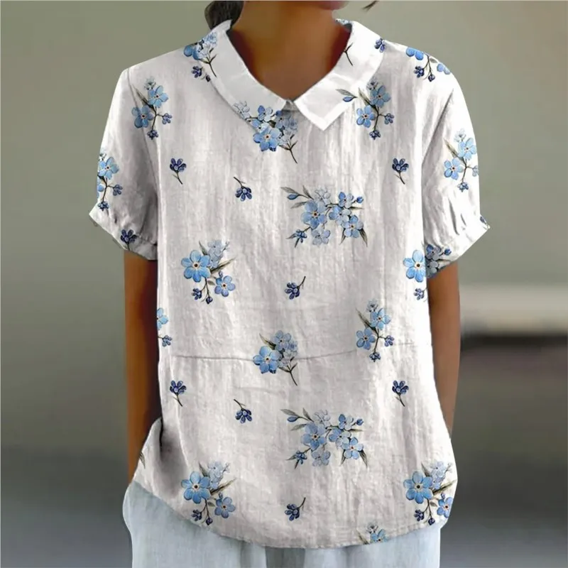 Повседневные женские винтажные блузки на весну и осень с короткими рукавами из