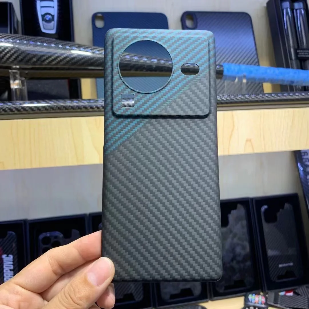 

Real Carbon Fiber Phone Case For VIVO X80 Pro Aramid fiber Drop-Resistant Ultra-thin for vivo x80 Double color Protection Cover